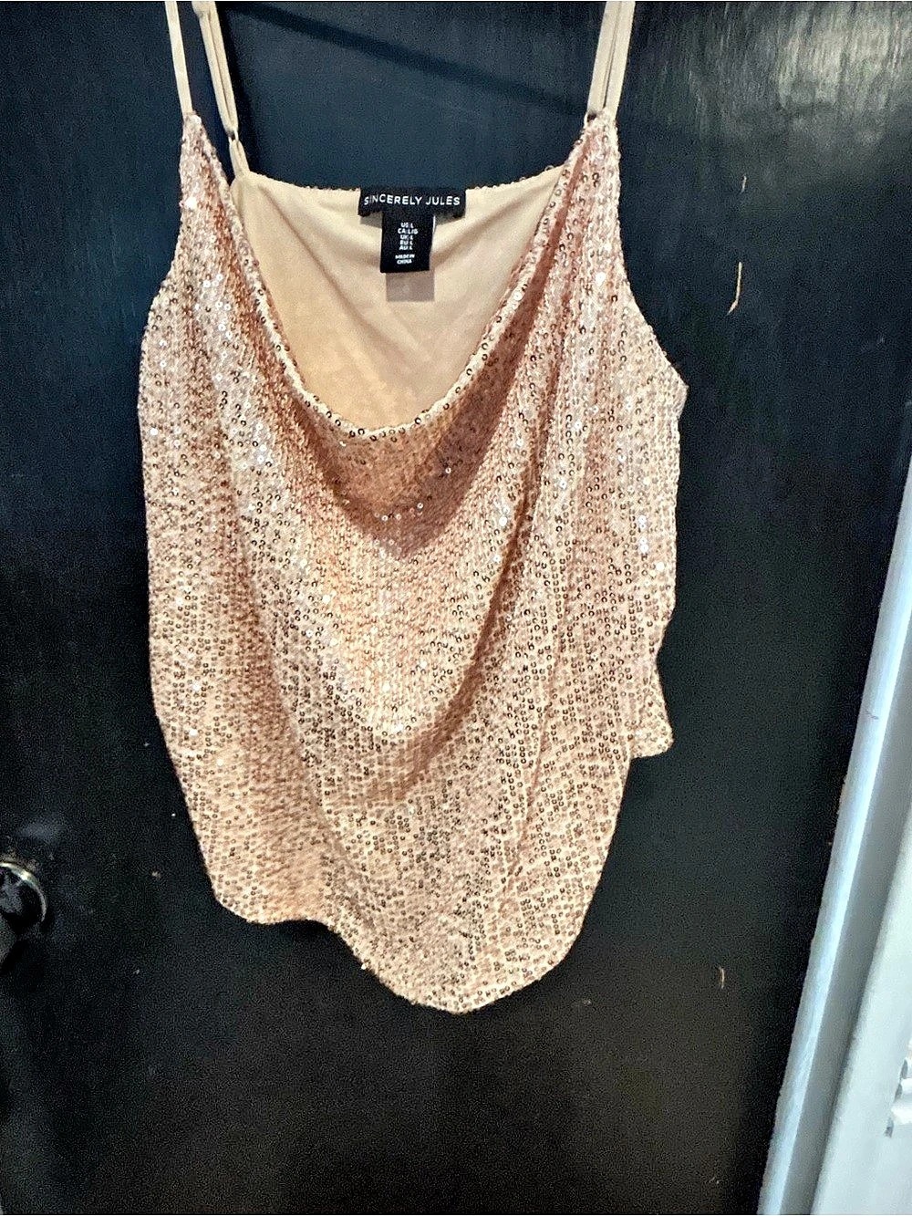 Sincerely Jules Sequin Cowl Neck Camisole Top Large